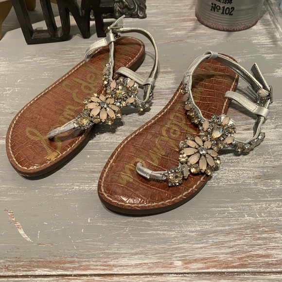 Sam Edelman silver ‘Lea’ Rhinestone ankle strap sandals 7M - Picture 3 of 11